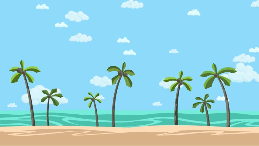 sunny beach palms cloudy skyscape background Stock Footage Video (100% ...