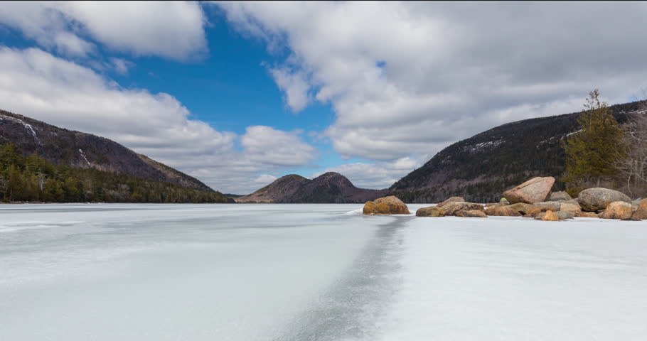 A Winter Scene At Jordan Pond In Acadia National Park, Maine