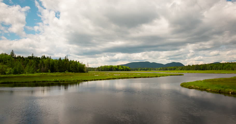 Clouds Passing Over A Tributary In Acadia National Park, Maine