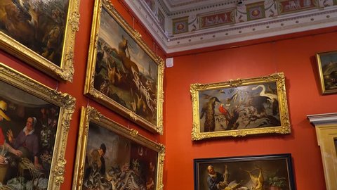 St. Petersburg, Peterhof, Russia, June 2018: Winter Palace. The halls of state Hermitage Museum in St. Petersburg. Hermitage Museum, is one of the greatest museums in the world, founded in 1764.