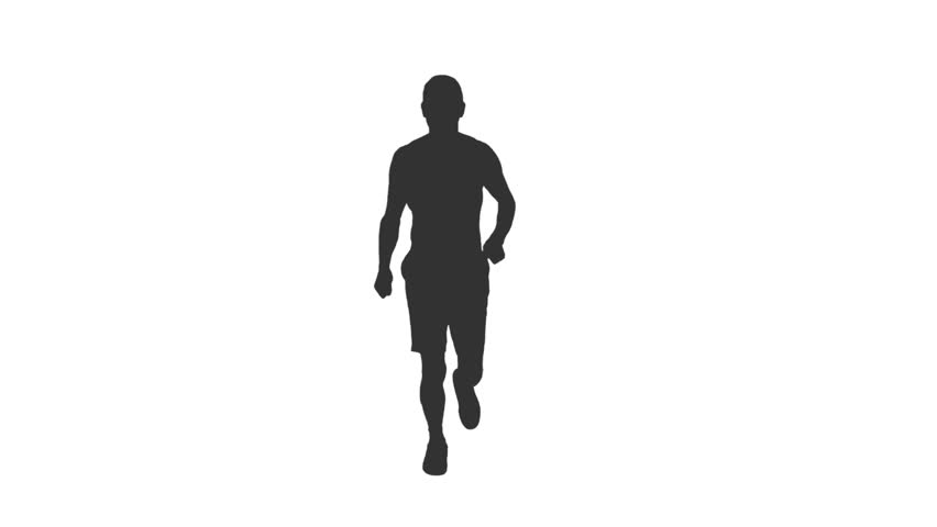 Silhouette of young man jogging in shorts on transparent background, Front view, Full HD footage with alpha transparency channel isolated on white background Royalty-Free Stock Footage #1012569977