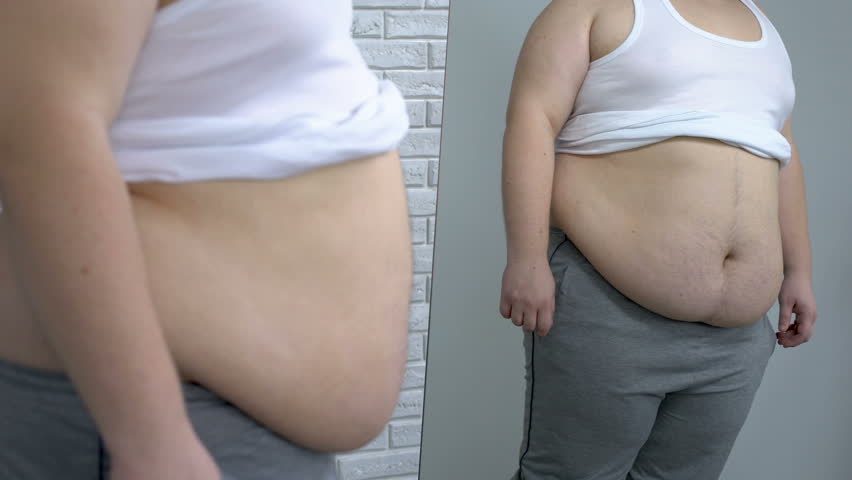 Fat Man Hitting His Belly Stock Footage Video (100% 