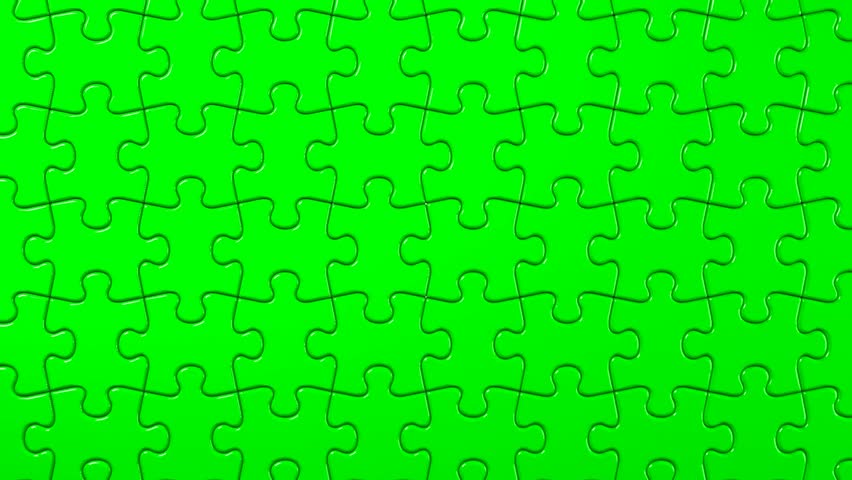 green jigsaw puzzle on white background Stock Footage Video (100%