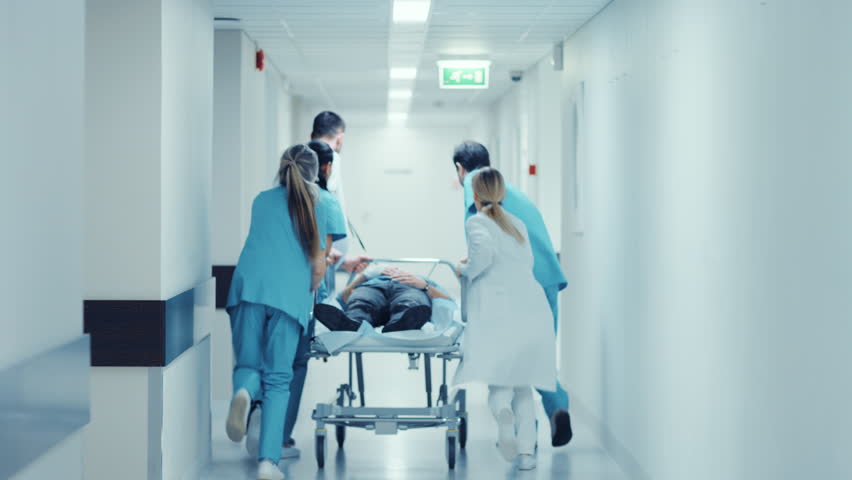 emergency-department-doctors-nurses-paramedics-run-stock-footage-video