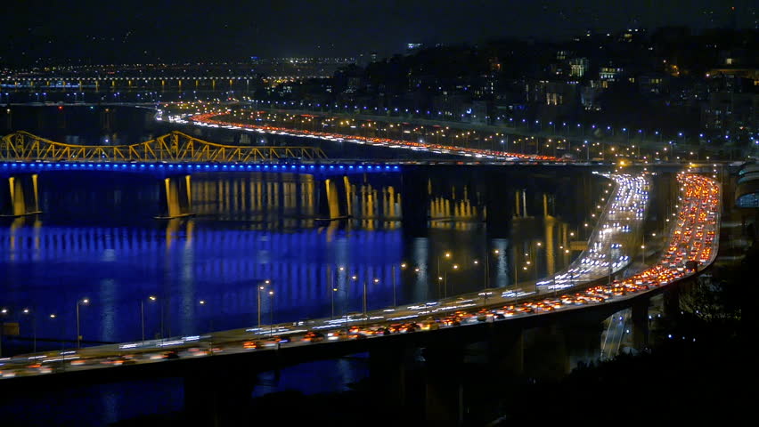 Traffic situation in Seoul Han River