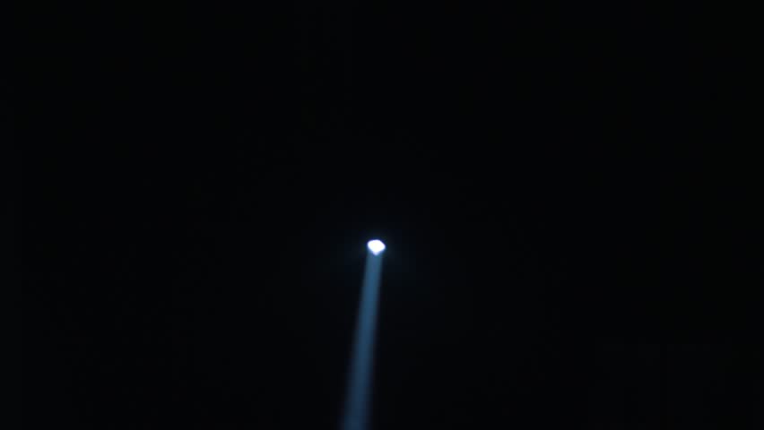 Flashlight beam moving into total darkness. Ray of light pointing to multiple spots finding its way. Royalty-Free Stock Footage #1012603778