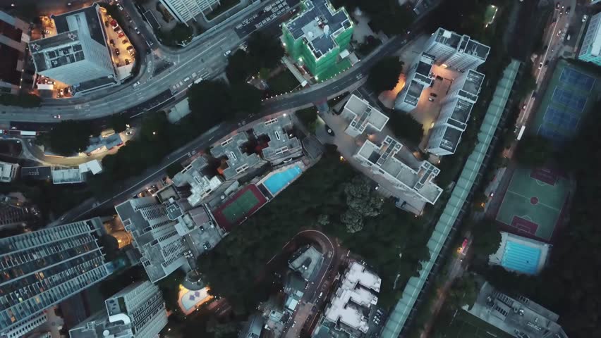 Aerial view of Hong Kong and Kowloon city from the sky  | Shutterstock HD Video #1012604114