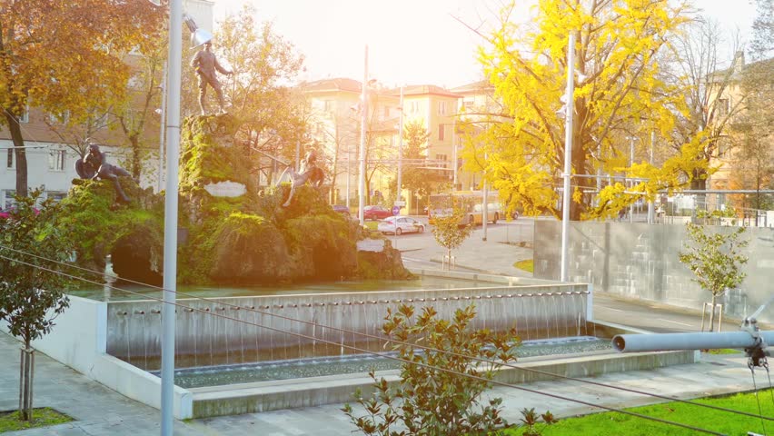 Monument to Vittorio Bottego in Parma, Italy. Vittorio Bottego was an Italian army officer and one of first Western explorers of Jubaland in Horn of Africa, where he led two expeditions.