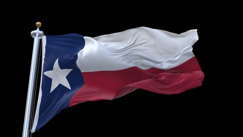seamless Texas Flag with flagpole waving in wind.A fully digital rendering,The animation loops at 20 seconds.flag 3D animation with alpha channel included. cg_06217_4k