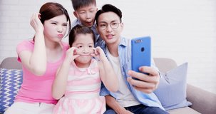 family take phone and selfie funny at home