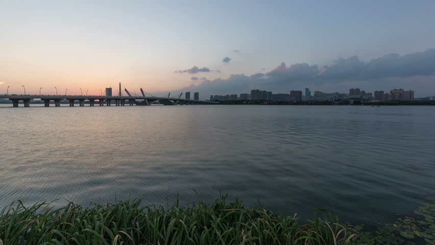 China Wuxi City Skyline, Evening, Time Lapse Video