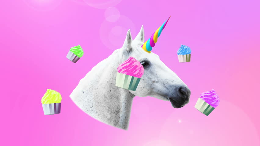 Animation minimal art. Unicorn and cake sweet vibes | Shutterstock HD Video #1012633667