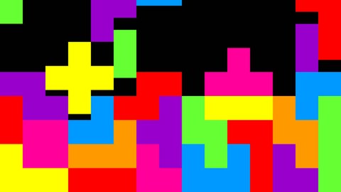 Tetris animation on black background.