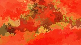 abstract animated stained background seamless loop video - watercolor effect - hot orange red and khaki color
