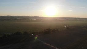 Aerial video from the drone - spring fields. 4K.Lanscape 
