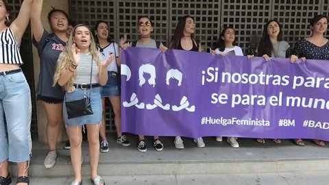Badajoz, Spain. June 22, 2018. Hundreds of protesters fill the streets of Badajoz a day of demonstration to denounce the abuse of gender and ask not to release the defendants in the case "la manada"
