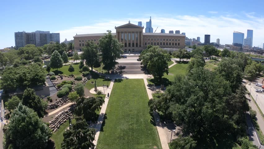 Aerial View of Philadelphia Fairmount Park East, On a Bright Sunny Day With Light Blue Skies - Philadelphia Pennsylvania