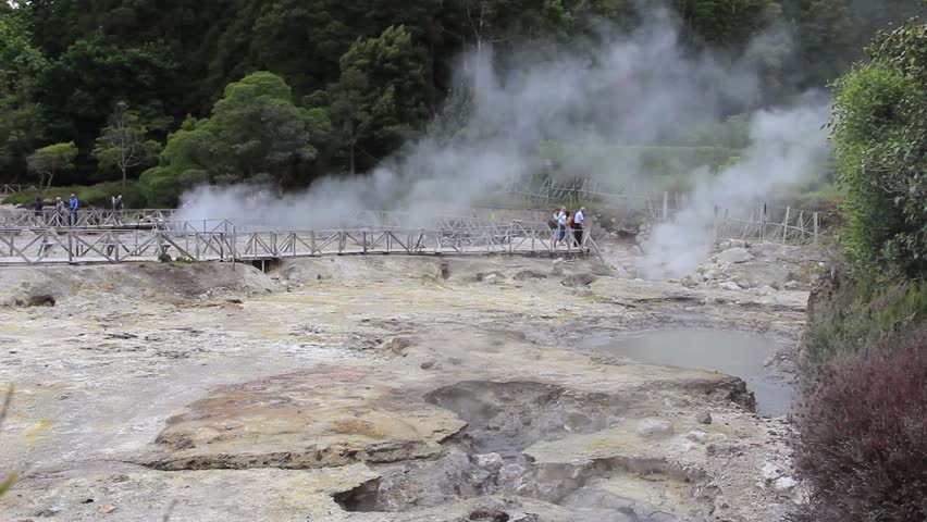 Caldeira das Furnas in Azores (Sao Miguel) volcanic fumes
