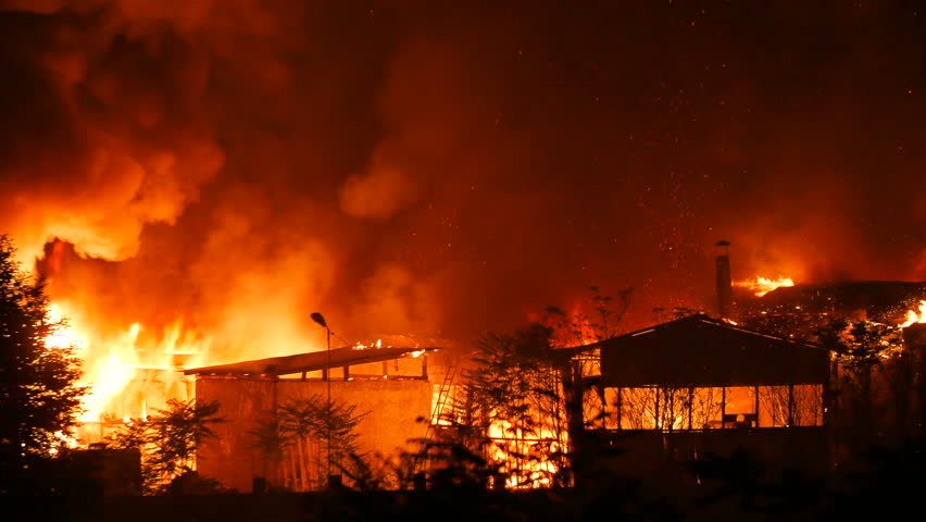 Houses Burning Down In A Fire