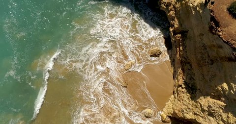 Aerial view of Algarve Beach near Benagil Cave Carvoeiro, Portugal   