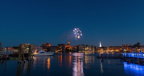 Fourth of July Fireworks Over Portsmouth, New Hampshire
