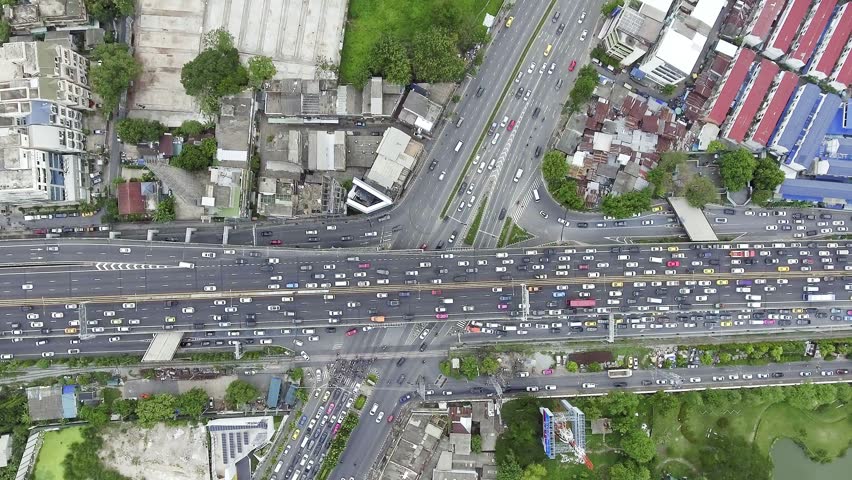 Stuck in traffic jam. Aerial Top down view of Traffic Jam on a car Road in the Rush hour. Traffic Jams in Tashkent Subways.