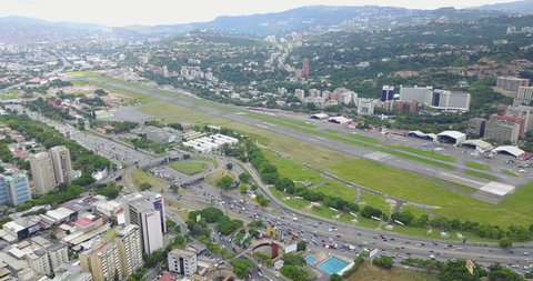 Excellent panoramic view of La Carlota airport in Caracas, Venezuela