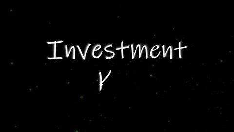 Animation of typing investment formulas in abstract green particle background.