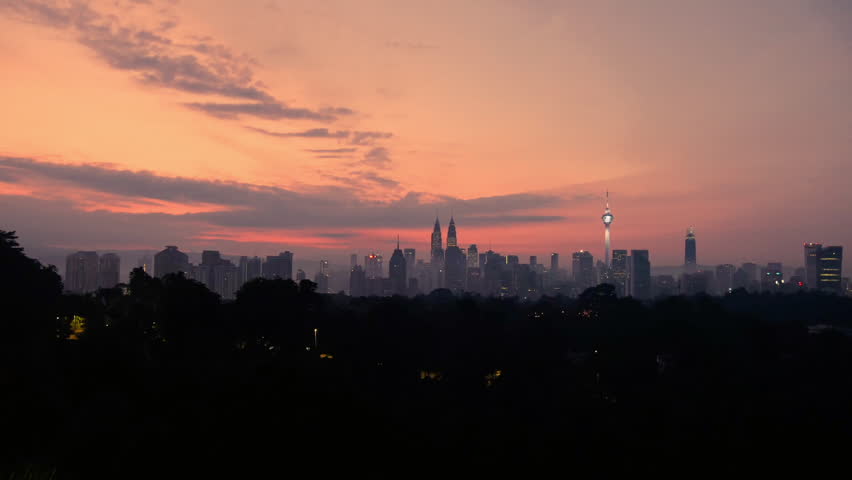 Kuala Lumpur skyline and its surrounding landscapes at sunrise, Malaysia | Shutterstock HD Video #1012706357