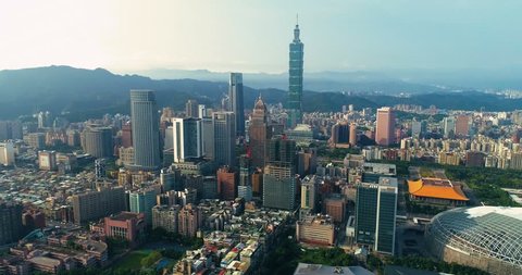 Aerial shot of cityscape at Taipei center district, Taiwan