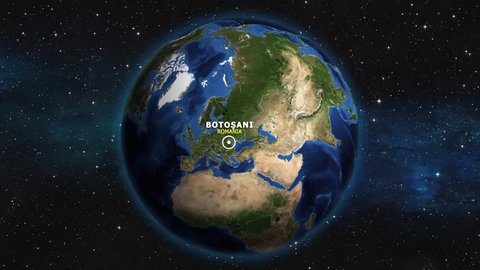 ROMANIA BOTOSANI ZOOM IN FROM SPACE
