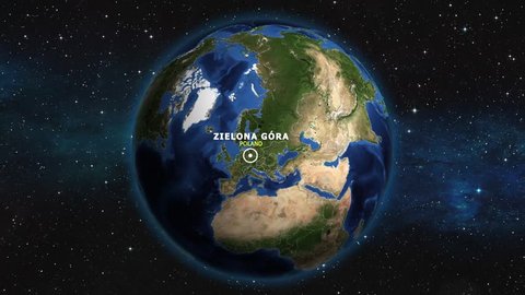 POLAND ZIELONA GORA ZOOM IN FROM SPACE