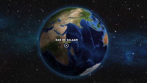 TANZANIA DAR ES SALAAM ZOOM IN FROM SPACE