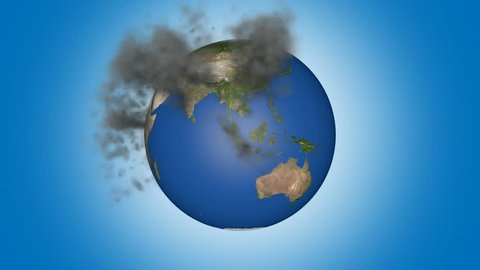 Air pollution. Loop section 20:00 to end. World's most polluted cities. Data from WHO Air Quality Database and other studies for Coarse Particulate Matter (PM10) levels. Smoke builds up to cover globe