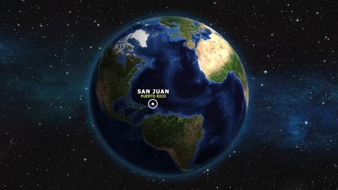 PUERTO RICO SAN JUAN ZOOM IN FROM SPACE