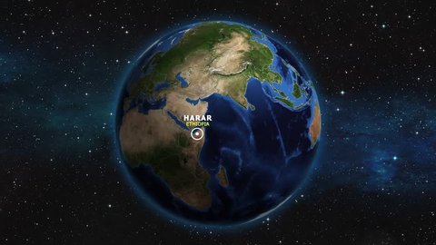 ETHIOPIA HARAR ZOOM IN FROM SPACE