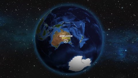 AUSTRALIA ADELAIDE ZOOM IN FROM SPACE