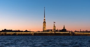 Peter and Paul Fortress night timelapse is the original citadel of St. Petersburg, Russia.