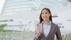 business woman smile happily and feel excited