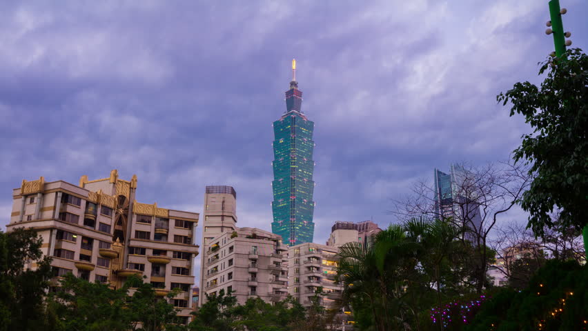 twilight taipei city living complex tower panorama 4k timelapse taiwan