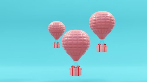 Balloons and gifts on a blue background.-3d rendering.