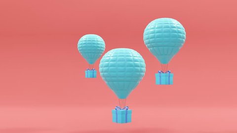 Balloons and gifts on a pink background.-3d rendering.