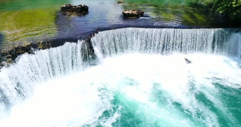 Aerial View Of Manavgat Waterfall In Antalya Turkey. 4K Drone Footage.