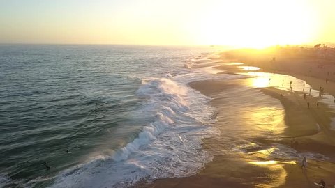 The Wedge Newport Beach California Waves Crashing Aerial Footage