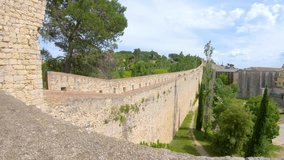 Fortress wall (Passeig de la Murala) in Girona, Spain. 