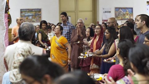Preston, United Kingdom (UK) - 05 28 2018: Hindu Group Prayer in Temple