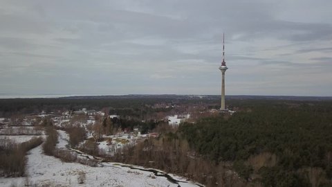 Aerial view of winter forest in Tallinn Estonia