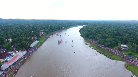 Aerial view Boat Race Kerala India September 6th 2017 