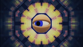 retro VHS TV eye in pixel energy system looking around seamless loop background intro animation New quality universal vintage dynamic animated colorful joyful nice cool video footage