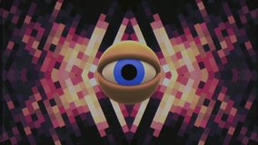 retro VHS TV eye in pixel energy system looking around background intro animation New quality universal vintage dynamic animated colorful joyful nice cool video footage